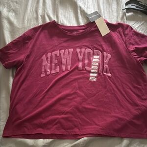 Bold maroon 'New York' crop top
